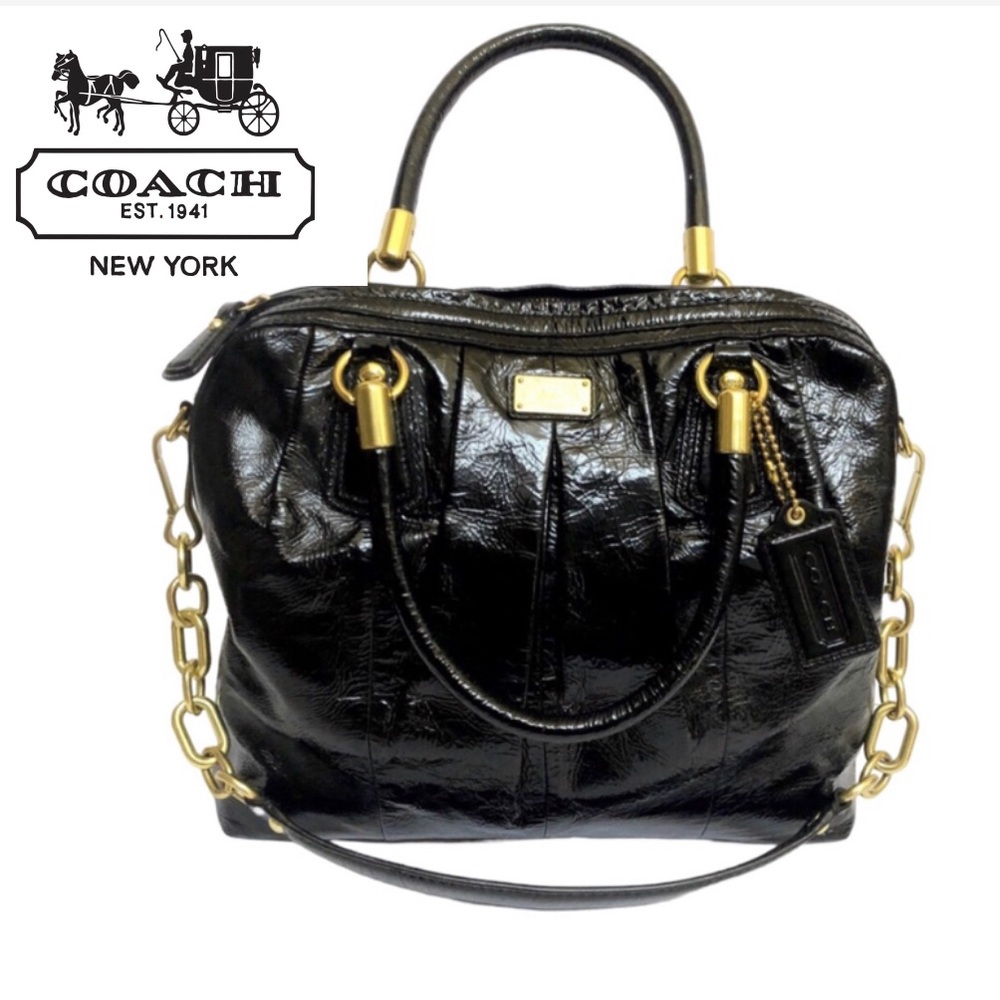 Coach Kristin Bowler Satchel 1606 (Retired) Black Patent Leather